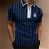 Men's Polos Striped Polo Shirt for Men Brand Short Sleeve Letter High Quality Poker Street Men's Tops Original Shirts Elegant Breathable 230524