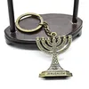 КЛАЧИНА 1pc Еврейская религия Менора Античный металлический сеть сети декоративное подвесное кольцо религиозные ювелирные украшения