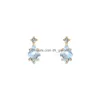 Boucles D'oreilles Inspirées Design Sier Incrusté De Diamants Bleus Mini Romantique Bijoux Lumineux Accessoires De Fiançailles Pour Les Femmes Drop Del Dhgarden Dhul3