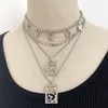 Chains Punk Silver Color Butterfly Tennis Choker Necklace Layered Crystal Dragon Metal Twist Clavicle Chain For Women Jewelry