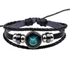 Pulseira 12 tamanhos moda 12 constelações couro signo do zodíaco pulseiras para homens e mulheres joias acessórios de viagem