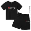 Zestawy odzieżowe marka Trapstar Tshirt dla dzieci ubrania chłopców Zestawy dresowe harajuku topy tee zabawne hip hop kolor t -shirtbeach swobodne spodenki 230523