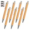 Ballpoint Puns 30pcs 50pcs Set Bamboo Wood Pen 10 мм Сингнитный Black Black Ink Office School Wrting Stationery Business Signature Ball 230523