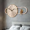 Horloges murales horloge en métal Design moderne avec Sculpture mode créative simple face montre suspendue calme Quartz décor à la maison