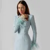 Casual Dresses Love Aing Women's Long Sleeved Feather Rose Black Blue Spring and Autumn Style Chest Cup Party V-ringklubb Sexig bandage