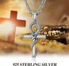 GZW Anhk Snake Cross Crosslace Antique Sirew Penden Snake Jewellery для мужчин Женщины с цепью звена-22+2 дюйма (55 см)