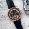 187 Business Luxury Mens Watches Top Brand Designer Mechanical Automatic Movement Watch Moon Fase svänghjul läderband armbandsur för mäns fars dag gåva