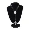 Collier de sublimation 4 couleurs pendentif de transfert de chaleur collier de perles de chapelet croix jésus