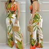 Kobiety Jumpsuits Rompers 2023 Spring Nowy nadruk wisząca szyja seksowna sznurka z tyłu w górę Split T230524