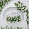 装飾花豪華な人工花の列アレンジメント大ボールウェディングコーナー緑の植物葉の白いバラの花柄のパーティー小道具