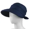 Chapéus largos da borda Senhoras Viseira dobrável Capdote ao ar livre Anti-UV Summer Sun Hat Hat Women Classic Women