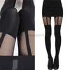 Socks Hosiery Hot Selling Sexy Women Black Fake Garter Belt Suspender Tights Over The Knee Hosiery Stockings Gifts Wholesale Y23