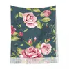 Lenços femininos lenço de lenço tassel envolve o papel de parede clássico flor sem costura flor vintage na marinha fino outono de primavera de inverno bandana