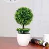 Dekorativa blommor Cherry Snowball Simulation Plant Potted Grass Ball Bonsai Small Tree Home Decoration Flower Ornament Creative Mini