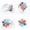 Anello solitario 7 Chakra Reiki Punto di guarigione energetica regolabile Perline in pietra naturale Fiore arcobaleno Anelli per le dita delle donne Gioielli X3008 Dr Dhxnd