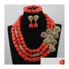 Örhängen halsband set Set Big Coral pärlstav djärv uttalande diy lady mode afrikansk högkvalitativ cnr593 droppleverans smycken se dhgarden dhjku