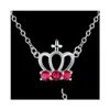 Hänge halsband krona röda kvinnor sterling sier platta halsband mode 925 med kedjor gn614 droppleverans smycken hängen dhvej