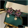 Stud -oorbellen Chinese stijl Lion Dance Colorf CZ Head With Bell Earring Vinage Sieraden Accessoires Dames Jaar Drop Delivery Dhgarden DHJZD
