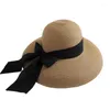 Bordeos anchos Bonrones de verano de verano para mujeres diseñador liso elegante sombrero 2023 nudos de arco