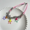 Kedjor Trend Punk Five Pointed Star Leather Choker Halsband för kvinnor Män vridmoment Harajuku Gothic Link Chain Jewelry