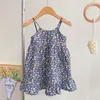 Kläderuppsättningar 2023 Baby Girls Summer Set Denim Jackets Floral Dress Barn Barn mode Casual Birthday 2st.