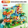 Блоки ZKZC Marble Race Run Big Size Build Blocks Fendel Slide Car Diy фигура Brick Education Toys для детей подарки 230523