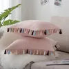 Pillow RZCortinas Covers For Sofa Pink Cover 45x45cm Throw With Tassels Decorative Pillowcase Chair Decor