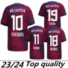 2023 camisas de futebol Silva Forsberg Camiseta Maillot Szoboszlai Poulsen Sorloth 2023 2024 Away Red Football Circhas Uniformes Rbl Nkunku Olmo Werner Leipziges