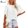 Women's Blouses Women Loose Casual Shirts Clothing 2023 Vintage Flower Embroidery Blouse Flare Sleeve Chiffon Tops Ladies Elegant Tunic