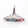 Solitaire Ring 7 Çakra Şifa Reiki Doğal Taş Boncuklar Gökkuşağı Çiçeği Kadınlar İçin Ayarlanabilir Yüzükler Parmak Moda Takı X3009 DRO DHFPI
