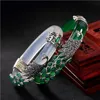 Bangle Uglyless Real 925 Sterling Silver Bangles for Women Thai Silver Animal Chalcedony Peacock Bangles Jade Creative Armband smycken