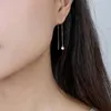 Boucles d'oreilles dos Baihe solide 14K or jaune 0.10ct 2/0.15ct 2/0.20ct 2 H/SI diamant naturel long goujon pour les femmes bijoux fins à la mode