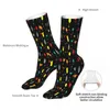 Chaussettes Homme Verres à Cocktail Colorés Et Shakers Motif Chaussette Hommes Femmes Bas Polyester Personnalisable Hip Hop