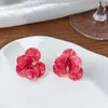 Stud Earrings Pink Flowers Drops Glaze Japanese And South Korean Style Elegant Fashion Ms Travel Wedding Accessories