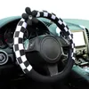 Coprivolante Cover Donna Morbido Quadrato Bianco E Nero Con Impugnatura Comoda Peluche Auto Per