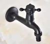 Bathroom Sink Faucets Black Oil Rubbed Brass Wall Mounted Cross Handle Washing Machine Faucet Out Door Taps Dav345