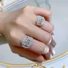 Flower Moissanite Diamond Ring 925 Sterling Silver Party Wedding Band Rings for Women Bridal Engagement Jewelry Gift