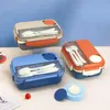 Studenti a quattro scomparti in plastica bento box impiegato sigillato portatile lunch box riscaldato a microonde lunch box