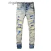 Denim Amiryes Jeans Designer Pantaloni Uomo 2023 nuovi pantaloni strappati patch moda personalizzata high street jeans pantaloni da uomo D4ZG