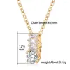 Collane con ciondolo Semplice multistrato Charm Crystal Women Bigiotteria Charme Rettangolo Zircone Sfera rotonda Collana con strass Regali