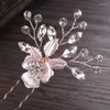 Fermagli per capelli con strass Spille per fiori Colore argento/oro rosa Accessori per gioielli da sposa Ornamento per la testa in stile foglia per la sposa