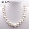 Sautoirs 15x12mm Blanc Immitation Perle Mer Du Sud Coquillage Oeuf Forme Perles Noeud GP Fermoir Mode Indien Bijoux Collier 18 "230524