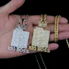 Colliers Iced Out Bling Lettres Big Boss Pendentif Collier Or Argent Couleur 5A Zircon Couronne Lettre Charme Hommes Femmes Hip Hop Bijoux