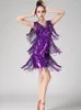 Stage Wear Nappe Vestito da ballo Donna Flapper Fringe Salsa Latin Shiny Paillettes Samba Tango Costumi da ballo