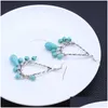 Charme Femmes Goutte D'eau Tibétain Sier Turquoise Boucles D'oreilles Gstqe033 Cadeau De Mode Style National Femmes Diy Boucle D'oreille Livraison Bijoux Dh6M3