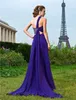 Sexy abito da sera viola a-line formale 2023 senza maniche una spalla in chiffon con perline spacco sul davanti lungo abiti da ballo di promenade Robe De Soiree