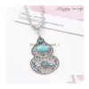 Pendentif Colliers Femmes Gourd Tibétain Sier Turquoise Gstqn065 Cadeau De Mode Style National Femmes Hommes Diy Collier Pendentifs Drop Del Dhv5X