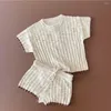 Ensembles de vêtements Tops pour enfants T-shirts O-Neck Collar Pullover Kids Coton Coton Soft Solide Clean Simple Casual confortable Été Unisexe
