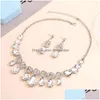 Boucles D'oreilles Collier Ensemble Farlena Simple Goutte D'eau Cristal Verre Mode Strass Livraison De Mariée Ensembles De Bijoux Dhgarden Dhds5