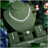 Orecchini Collana Set 4 Pezzi Brillante Cubic Zirconia Pietra Lusso Africano Dubai Gioielli da sposa Per le donne Abito da festa Accesso Dhgarden Dhhow